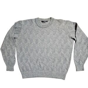 Peruvian Connection Mens Alpaca Blend Chevron Knit Crewneck Sweater L Luxury
